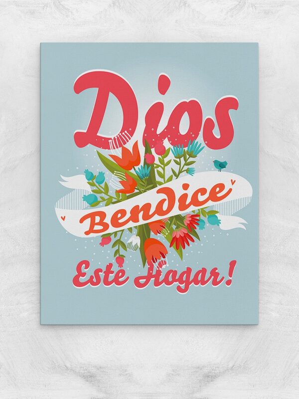 Cuadro en Canva Hogar Bendice Celeste